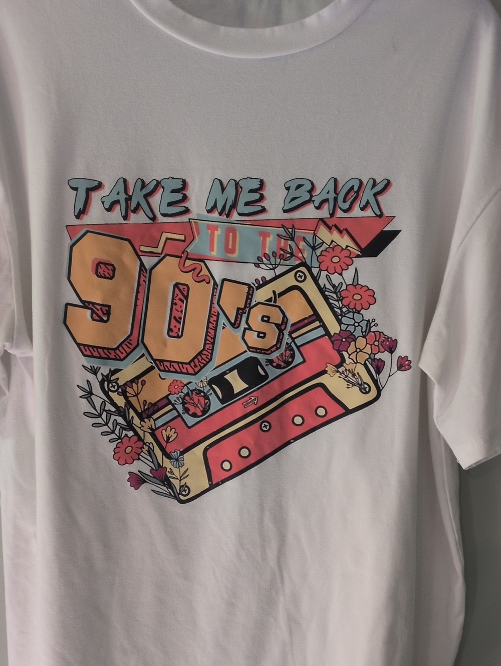 SHEIN White Adult 'Take Me Back 90s' Retro Cassette Graphic Tee